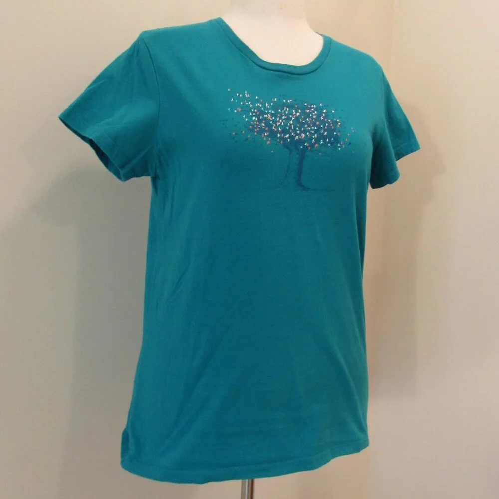 The North Face Teal Cotton Tree and Birds Tee Large - Picture 6 of 11